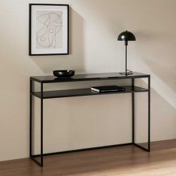 Console RITA Kendo 120 x 35 h 80 cm plateau verre fumé gris