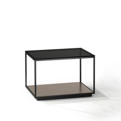 Table d'appoint carrée RITA 70 x 70 h 50 cm plateau verre fumé Kendo