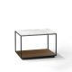 Table d'appoint RITA LITE carrée h 50 cm plateau Marbre blanc Kendo, noyer