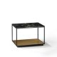 Table d'appoint RITA LITE carrée h 50 cm plateau Marbre noir Kendo, chêne naturel