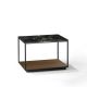 Table d'appoint RITA LITE carrée h 50 cm plateau Marbre noir Kendo, noyer
