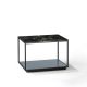 Table d'appoint RITA LITE carrée h 50 cm plateau Marbre noir Kendo, finition laqué brouillard