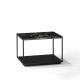 Table d'appoint RITA LITE carrée h 50 cm plateau Marbre noir Kendo, finition laqué noir