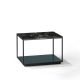 Table d'appoint RITA LITE carrée h 50 cm plateau Marbre noir Kendo, finition laqué océan