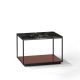 Table d'appoint RITA LITE carrée h 50 cm plateau Marbre noir Kendo, finition laqué tuile