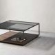 Table basse carrée RITA LITE 100 x 100 h 41 cm plateau verre fumé Kendo, chêne toasté