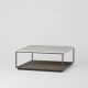 Table basse carrée RITA LITE 100 x 100 h 41 cm plateau marbre blanc Kendo, étagère chêne toasté