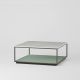 Table basse carrée RITA LITE 100 x 100 h 41 cm plateau marbre blanc Kendo, laqué menthe
