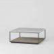 Table basse carrée RITA LITE 100 x 100 h 41 cm plateau marbre blanc Kendo, laqué taupe