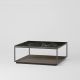 Table basse carrée RITA LITE 100 x 100 h 41 cm plateau marbre noir Kendo, étagère chêne toasté
