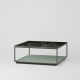 Table basse carrée RITA LITE 100 x 100 h 41 cm plateau marbre noir Kendo, laqué menthe