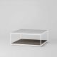 Table basse carrée RITA LITE 100 x 100 h 41 cm plateau marbre blanc Kendo, chêne toasté