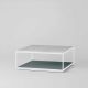 Table basse carrée RITA LITE 100 x 100 h 41 cm plateau marbre blanc Kendo, laquée brouillard