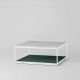 Table basse carrée RITA LITE 100 x 100 h 41 cm plateau marbre blanc Kendo, laquée forêt
