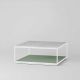 Table basse carrée RITA LITE 100 x 100 h 41 cm plateau marbre blanc Kendo, laquée menthe
