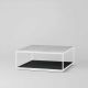 Table basse carrée RITA LITE 100 x 100 h 41 cm plateau marbre blanc Kendo, laquée noir