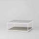 Table basse carrée RITA LITE 100 x 100 h 41 cm plateau marbre blanc Kendo, laquée pierre