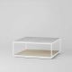 Table basse carrée RITA LITE 100 x 100 h 41 cm plateau marbre blanc Kendo, laquée sable