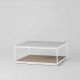 Table basse carrée RITA LITE 100 x 100 h 41 cm plateau marbre blanc Kendo, laquée taupe