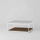 Table basse carrée RITA LITE 100 x 100 h 41 cm plateau marbre blanc Kendo, noyer
