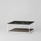 Table basse carrée RITA LITE 100 x 100 h 41 cm plateau marbre noir Kendo, chêne toasté