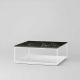 Table basse carrée RITA LITE 100 x 100 h 41 cm plateau marbre noir Kendo, laquée blanc