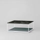 Table basse carrée RITA LITE 100 x 100 h 41 cm plateau marbre noir Kendo, laquée brouillard