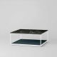 Table basse carrée RITA LITE 100 x 100 h 41 cm plateau marbre noir Kendo, laquée océan