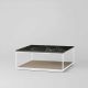 Table basse carrée RITA LITE 100 x 100 h 41 cm plateau marbre noir Kendo, laquée taupe