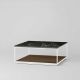Table basse carrée RITA LITE 100 x 100 h 41 cm plateau marbre noir Kendo, noyer