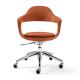 Fauteuil à roulettes pied chromé pivotant à verin FRENCHKISS cuir Redorange Enrico Pellizzoni