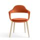 Fauteuil FRENCHKISS HIGH pieds frêne blanchi cuir redorange Enrico Pellizzoni