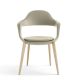 Fauteuil FRENCHKISS HIGH pieds frêne blanchi cuir turtledove Enrico Pellizzoni