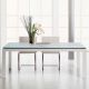 Table rectangulaire ABACO largeur 100 cm châssis blanc mat, plateau verre transparent Enrico Pellizzoni