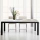 Table rectangulaire ABACO largeur 100 cm châssis noir mat, plateau verre laqué blanc Enrico Pellizzoni