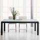 Table rectangulaire ABACO largeur 100 cm châssis noir mat, plateau verre transparent Enrico Pellizzoni
