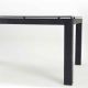 Table rectangulaire ABACO Enrico Pellizzoni, châssis cuir noir, plateau verre noir