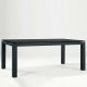 Table rectangulaire ABACO largeur 100 cm pieds cuir anthracite Enrico Pellizzoni, plateau verre noir