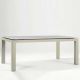 Table rectangulaire ABACO largeur 100 cm pieds cuir Ivoire Enrico Pellizzoni, plateau verre blanc