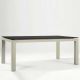 Table rectangulaire ABACO largeur 100 cm pieds cuir Ivoire Enrico Pellizzoni, plateau verre noir