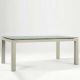 Table rectangulaire ABACO largeur 100 cm pieds cuir Ivoire Enrico Pellizzoni, plateau verre transparent