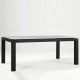 Table rectangulaire ABACO largeur 100 cm pieds cuir noir Enrico Pellizzoni, plateau verre blanc