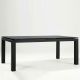 Table rectangulaire ABACO largeur 100 cm pieds cuir noir Enrico Pellizzoni, plateau verre fumé