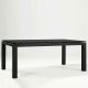 Table rectangulaire ABACO largeur 100 cm pieds cuir noir Enrico Pellizzoni, plateau verre noir