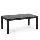 Table rectangulaire ABACO Enrico Pellizzoni, châssis cuir noir, plateau verre noir