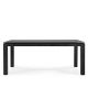 Table rectangulaire ABACO Enrico Pellizzoni, châssis cuir noir, plateau verre noir