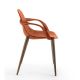 Fauteuil COUTURE pieds bois Enrico Pellizzoni, pieds Noyer Canaletto, cuir Redorange