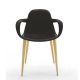 Fauteuil COUTURE pieds bois Enrico Pellizzoni, pieds Frêne naturel, cuir Black Ink