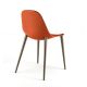 Chaise COUTURE pieds Bronze laqué Enrico Pellizzoni, cuir Redorange