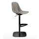 Chaise de bar pivotant à verin COUTURE pied noir cuir Turtledove Enrico Pellizzoni